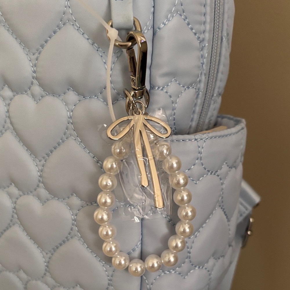 ☀️Luv Betsey Light Blue Heart Quilted Backpack - Picture 6 of 10